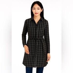 Banana Republic Plaid Flannel Shirt Dress Tunic With Belt Cotton 00P